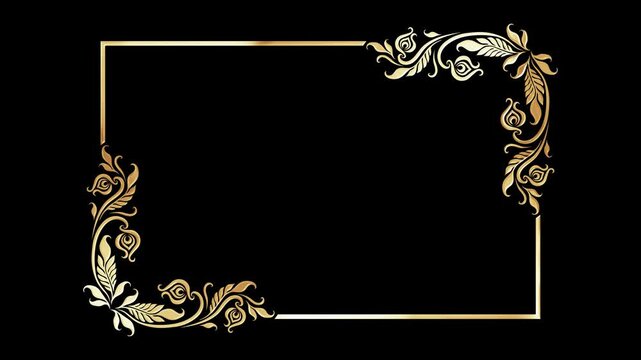 European-style golden decorative border with circulating flowing golden light.alpha channel
