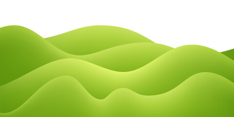 Plakat Green hill, field, grass background. Abstract landscape backdrop. Green layered curved shapes on light backdrop. Minimal modern nature vector illustration.