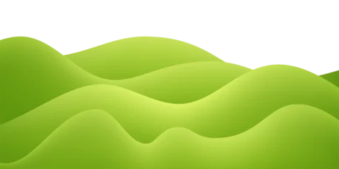 Fototapeten Lindgrün Green hill, field, grass background. Abstract landscape backdrop. Green layered curved shapes on light backdrop. Minimal modern nature vector illustration.  © Mariquita vector