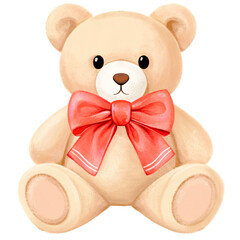 bears in a bow. Watercolor illustration hand drawn. Seamless print on transparent background for children's textile design, fabric, packaging, wallpaper, kids clothes