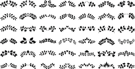 Obraz premium Black leafy branches on white background for design and decoration