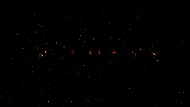 Blockchain Text Neon Reveal Animation With Fire Effect - Glowing Word