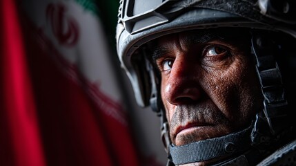 Obraz premium A military man looking at the camera against a dark background