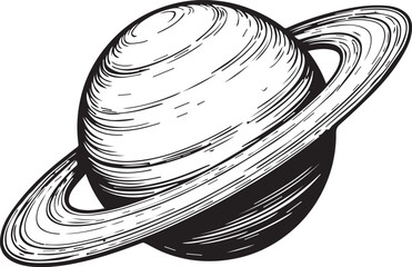 A captivating illustration of the planet Saturn, showcasing its distinctive ring system and sphere.  © DesignINKZ