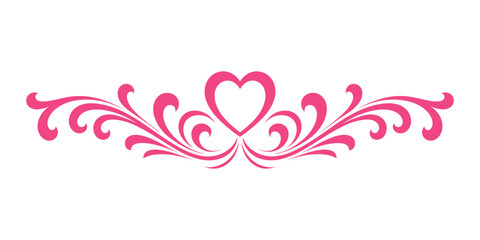 Pink heart shaped floral on white background Valentine's Day