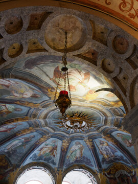 Interior of the historic Santa Maria alla Fontana church in Milan, Italy. Sacellum
