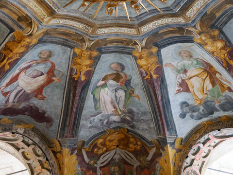 Interior of the historic Santa Maria alla Fontana church in Milan, Italy. Sacellum