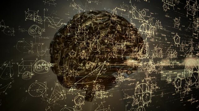Digital Human Brain Artificial intelligence. Rotating AI brain with Abstract Technology Background.