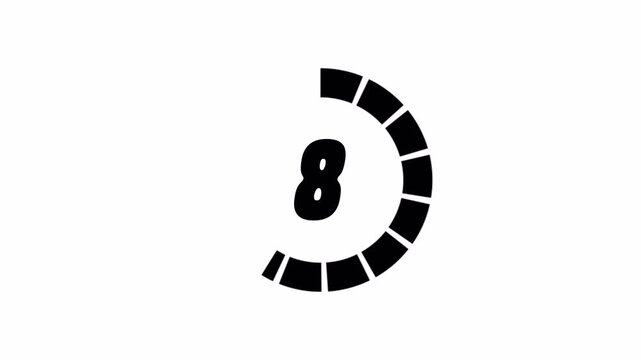 Minimal black circular countdown timer displaying with segmented progress ring on white background