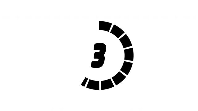 5 Second round countdown timer animation, digital clock in 4K with alpha channel