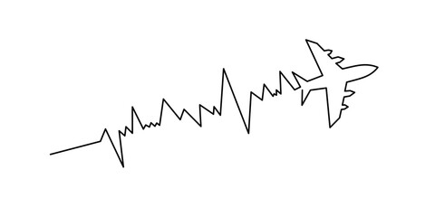Obraz premium Continuous line of Vibration Frequency of the aircraft