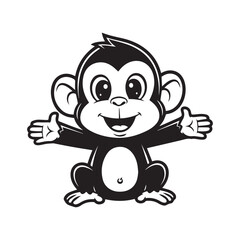 Obraz premium Vector illustration of a smiling monkey with outstretched arms