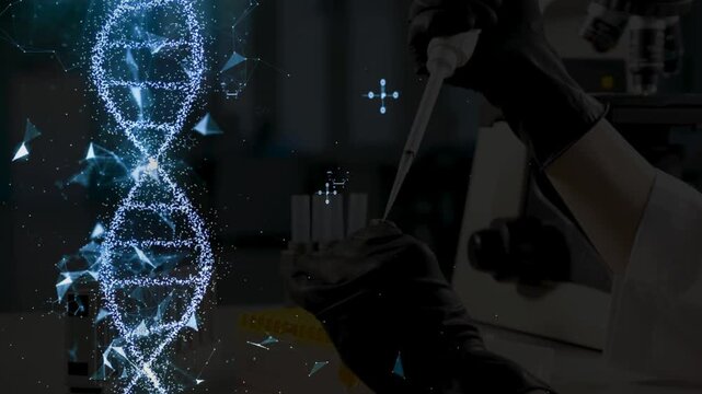 DNA Testing animation. Scientist testing DNA biochemistry in laboratory. health care concept.