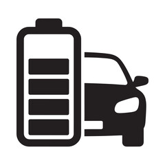 Electric vehicle charging symbol depicting a battery with a car silhouette © MdZamal