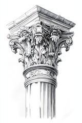 Naklejka premium Renaissance pillar drawing architectural architecture.