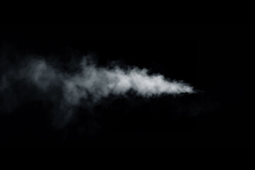 Fototapeta premium White Smoke Trail Overlay Effect Isolated on Black Background, Subtle Fog FX Texture
