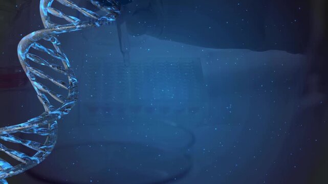 DNA Testing animation. Scientist testing DNA biochemistry in laboratory. health care concept.