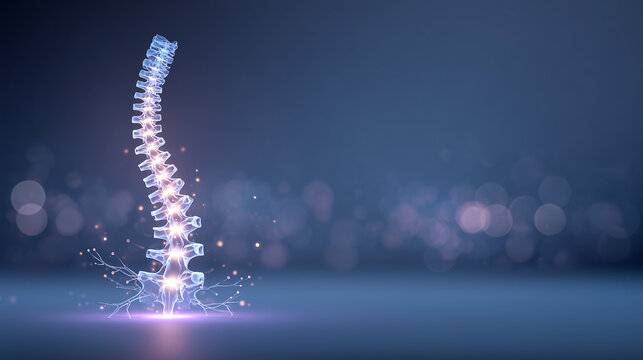 Human spine anatomy illustration with vertebrae structure, medical healthcare concept