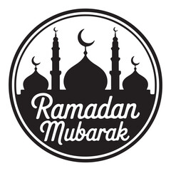 Obraz premium Islamic Ramadan Mubarak Arabic calligraphy festive round seal badge illustration