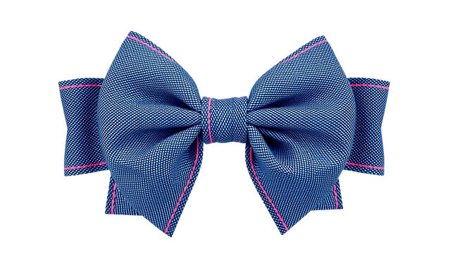Elegant blue danim bow tie isolated on transparent background. Stylish accessory illustration for fashion design, formal wear graphics and clothing related projects.