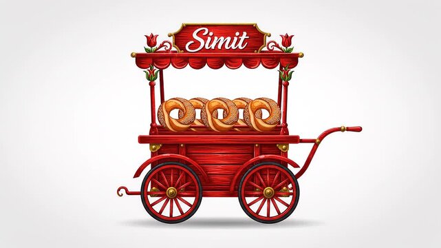 Traditional Turkish Simit Bread Cart.