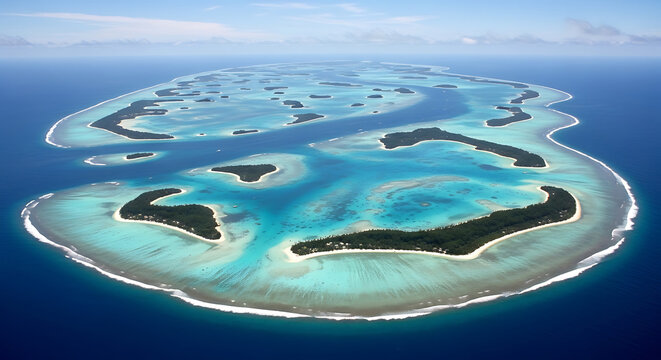 Island Chain Paradise Aerial View Turquoise Water Archipelago