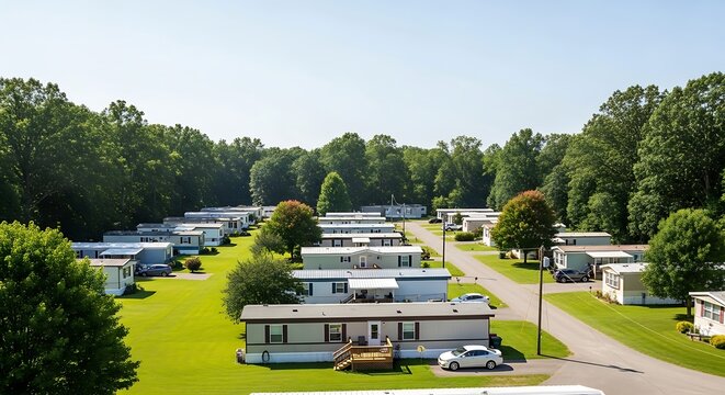 Aerial view of a mobile home park