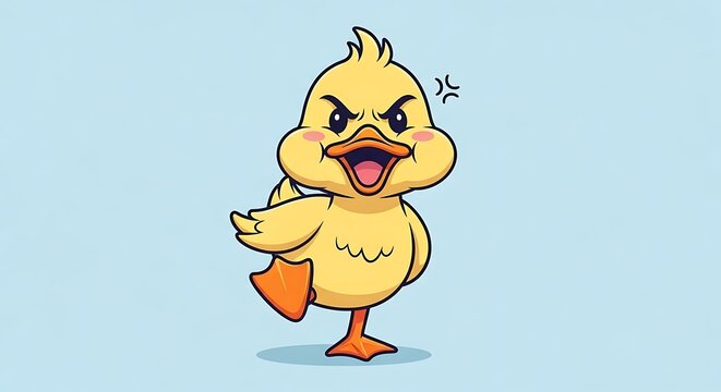 Cartoon duck with angry expression