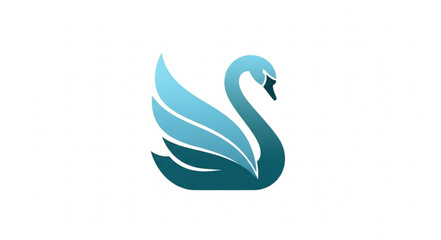 Elegant Blue Swan Logo Design.