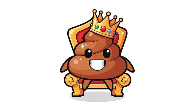 Cartoon poop king on throne