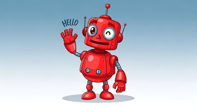 Cartoon robot waving