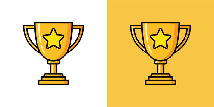 Vector illustration of a classic gold award trophy with a star, ideal for celebrating victory, recognizing merit, and symbolizing top performance and excellence