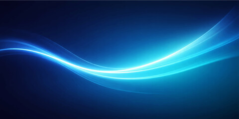 Abstract flowing energy wave with a striking luminous design against a deep blue backdrop, a symbol of digital innovation.  © FANUSH