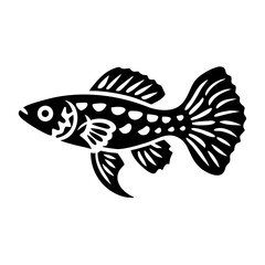 Fototapeta premium guppy tropical fish marine animal icon silhouette illustration for aquarium and aquatic design