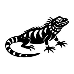 Fototapeta premium iguana reptile wildlife icon silhouette illustration for nature and tropical design