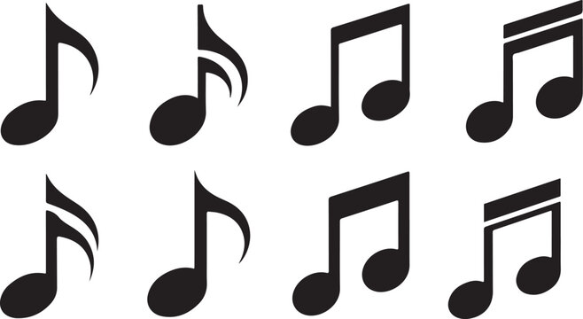 Black music notes on a white background illustration
