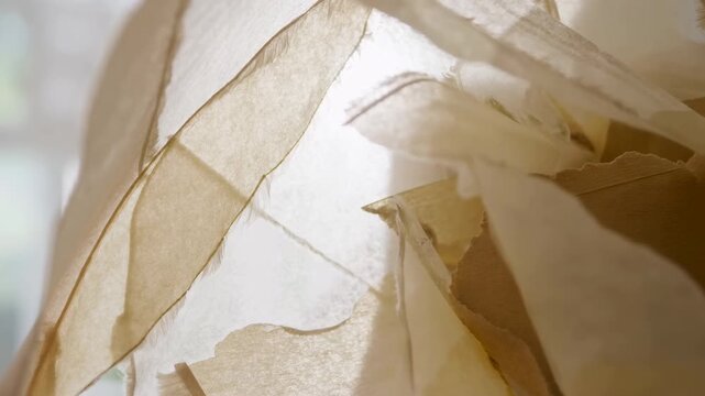 Warm Paper Lamp. Cozy Interior Scene Featuring Artisanbuilt Parchment Lampshade With Delicate Edges