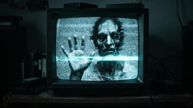 Ghostly Figure on TV Screen  Haunting Connection.