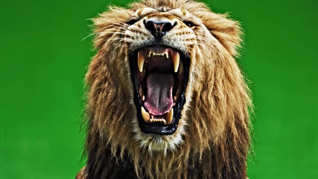 Majestic wild animal with open mouth and sharp teeth