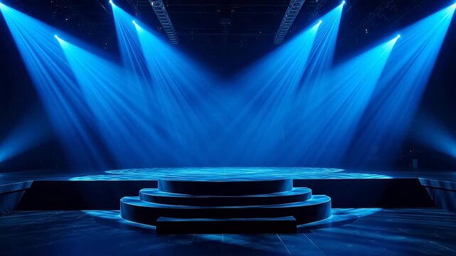 Empty stage with blue lighting