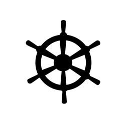 Obraz premium ship's steering wheel icon, isolated on a white background,