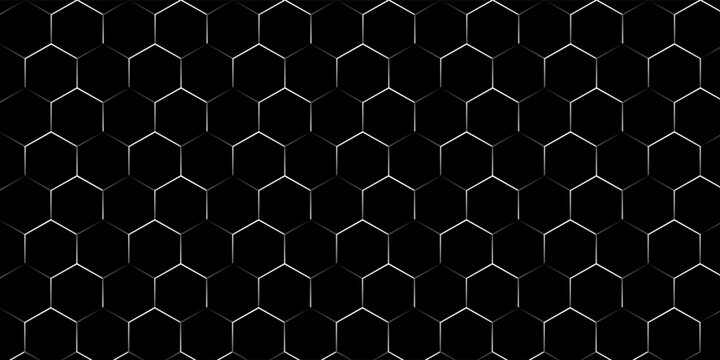 Abstract white hexagon geometric pattern background. Futuristic digital high-technology banner