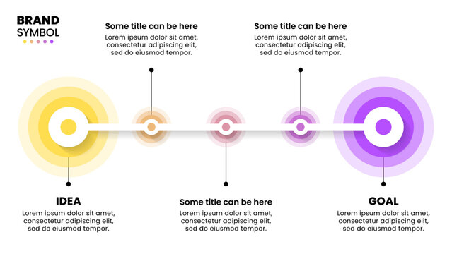 Infographic template. Line with idea, goal and 5 steps
