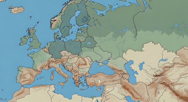 Topographic map of europe
