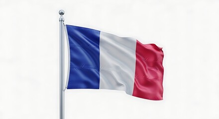 The french flag waving on a silver pole