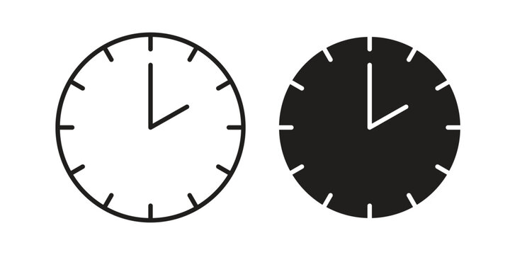 Clock two icon simple outline style. Editable stroke EPS 10