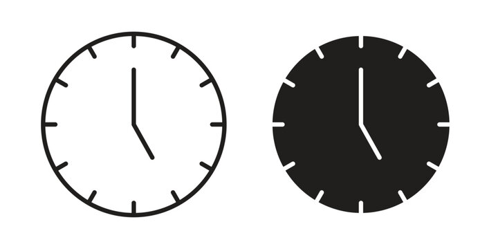 Clock-five icon simple outline style. Editable stroke EPS 10