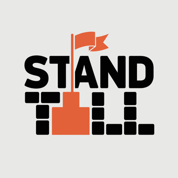 This powerful image emphasizes strength and determination, displaying bold typography along with a flag symbolizing steadfastness and an affirmation to stand tall against challenges.