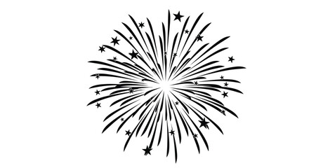 Obraz premium Black and white illustration of a firework explosion with numerous starbursts