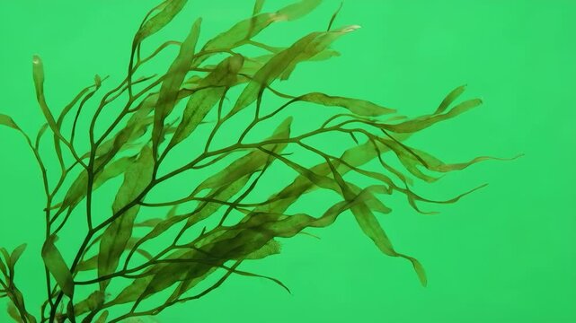 Seaweed Symphony Brown Algae Dance on a vibrant Green Backdrop.
